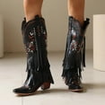 thumbnail image 2 of Dakaela Women Western Cowboy Boots Embroidered Fringe Cowgirl Boots Tassel Riding Country Knee High Boot, 2 of 8
