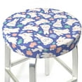 thumbnail image 3 of Fotbe Cute White Rabbit Stool Covers Round,Waterproof Round Bar Stool Covers Bar Chair Covers Washable Stool Cushion Slipcover for 12-14 Inch Chair-12 inch, 3 of 7