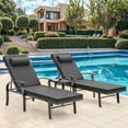 thumbnail image 6 of ASJMR Aluminum Chaise Lounge Outdoor Set of 3,Adjustable Patio Armchair Recliner with Side Table and Cushions,Black, 6 of 6