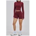 thumbnail image 3 of PISONIC Womens Two Piece Tracksuit Set Long Sleeve Zipper Jacket with Athletic High Waist Shorts Workout Outfit, 3 of 7