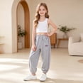 thumbnail image 6 of 7-8 Years Juniors Girl's Bowknot Baggy Sweatpants Lightweight Straight Leg Athletic Pants With Pockets Cargo Pants for Fall and Winter Grey Casual Pants, 6 of 9