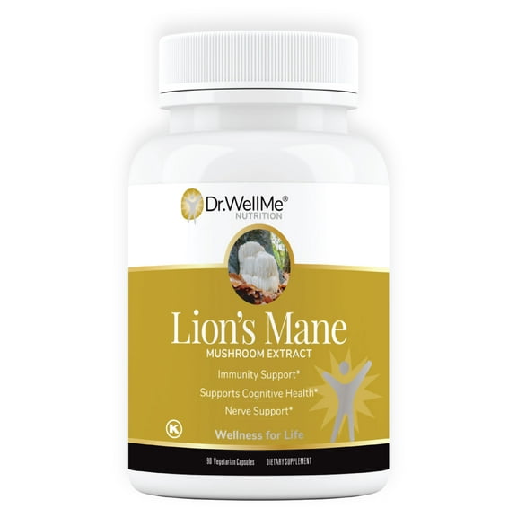 Organic Lion's Mane Mushroom capsules 500 mg (90 Vegetarian Capsules) 3 Months' Supply, Made in USA by Dr.WellMe