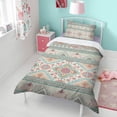 thumbnail image 4 of Boho Bohemia Geometric Pioneer Flower Duvet Cover and Pillowcase Set for Single Bedding, Bedroom Accessories for Kids Teens, 4 of 5