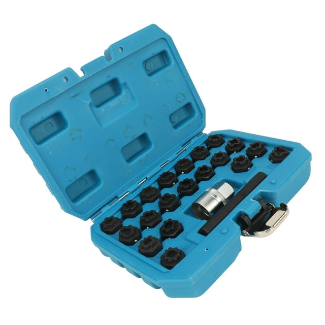 Adaptador Scoket De Tuerca De Bloqueo De Rueda, Portátil, 22 Piezas, Kit De Extracción De Llave De Bloqueo De Rueda Fácil De Usar, Resistente Al Desgaste Con Adaptador De