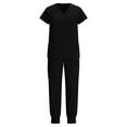 thumbnail image 4 of Busydd Women Scrubs Sets with Pockets Trendy 2 Piece Solid Color Scrubs for Women V Neck Short Sleeve Tops and Elastic Bottom Pants Scrub Set, 4 of 9