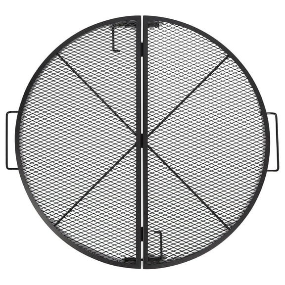 Foldable Cooking Grill Grate, Portable X-Marks Heavy Duty Steel Round Campfire BBQ Grill with Handle & Support Wire, Ideal for Outdoor Picnics & Gatherings, 36-Inch Black 36inch,Heavy Duty Iron