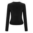 thumbnail image 4 of Bibifish Womens Cropped T-Shirt Long Sleeve Slim Fitted Tee Stretchy Soft Crew Neck Layering Top Fall Undershirt, 4 of 8
