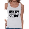thumbnail image 1 of Women's Don't Make Me Use My Volleyball Mom Voice Graphic Tank Tops Black Sport Moms, 1 of 4