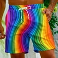 thumbnail image 2 of Penkiiy Men Casual Beach Shorts Rainbow Print Drawstring Shorts with Pockets Elastic Waist Lightweight Breathable Cozy Shorts S Multicolor, 2 of 9