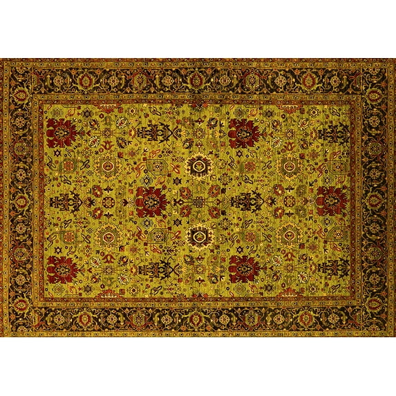 Ahgly Company Indoor Rectangle Oriental Yellow Traditional Area Rugs, 2' x 3'