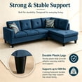 thumbnail image 4 of Aukfa 97" Classic Sectional Sofa 4 Seat L shape Couch for Living Room, 2Pillows, Oversized Right Chaise, Linen, Blue, 4 of 9