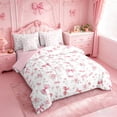thumbnail image 2 of meiyoeat Pink Cute Flowers 7-Piece Twin Bedding For Girls,Kawaii Coquette Bowknot Bedding Comforter Set For Kids,Pink Reversible, 2 of 7