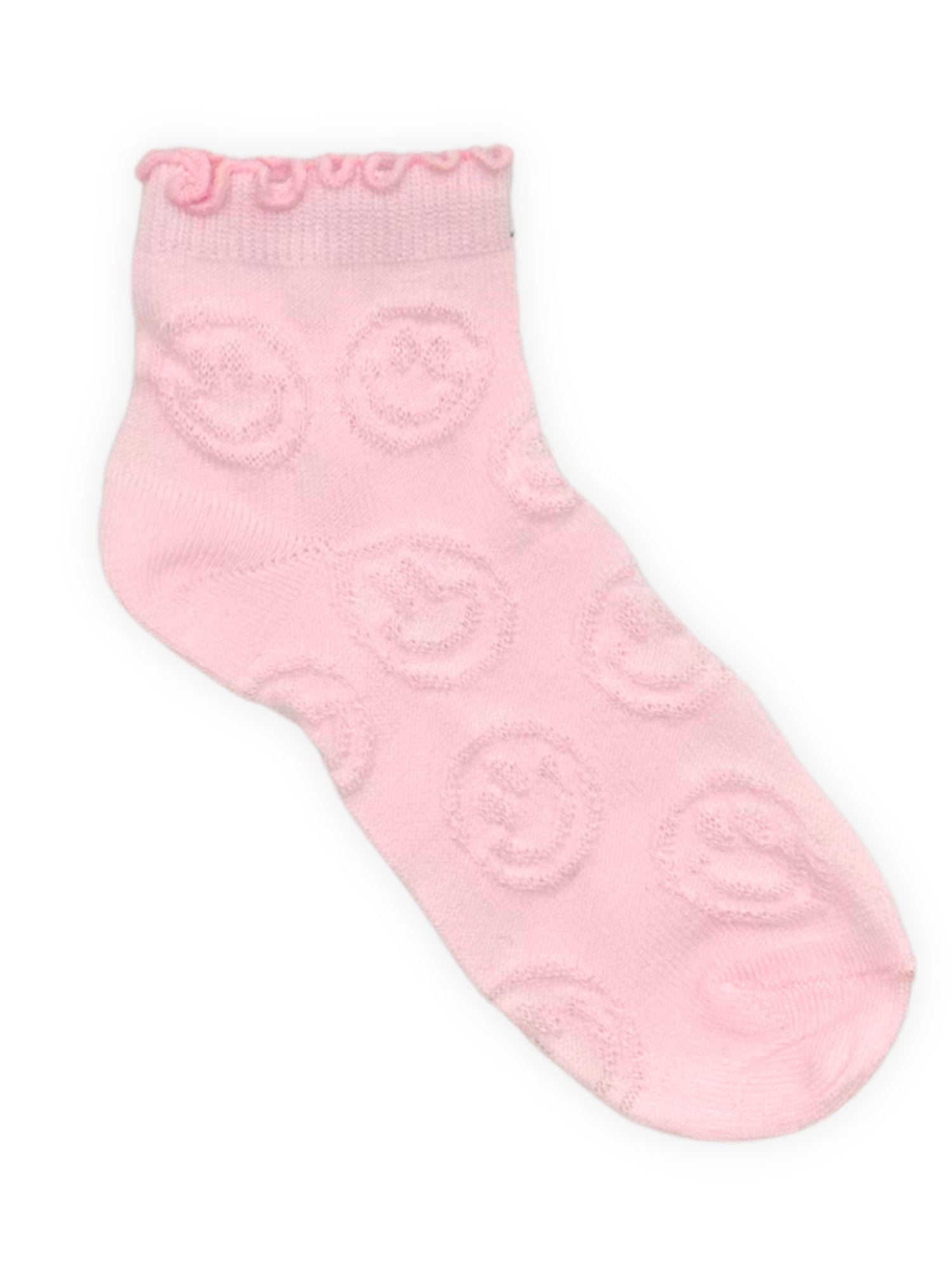 Wonder Nation Girls' Textured Lettuce Edge Ankle Socks, 3-Pack, Sizes S-L