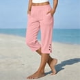 thumbnail image 2 of XAOFW Capri Pants For Women Casual Summer Straight Leg Pants With Pockets Loose Beach Trousers For Daily Wear Soft Bottoms XXXXXL, 2 of 5