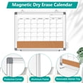 thumbnail image 3 of DOLLAR BOSS Monthly Calendar Whiteboard 16" x 12" Magnetic Dry Erase Board Combination Board Cork Board for Wall, Double-Sided White Board, Portable Board with Markers Magnets Eraser, White Frame, 3 of 8