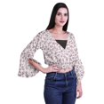 thumbnail image 3 of Moomaya Haut Court Imprimé pour Femmes Style Enveloppant Manches Longues à Volants Blouse d'Été Décontractée, 3 of 5