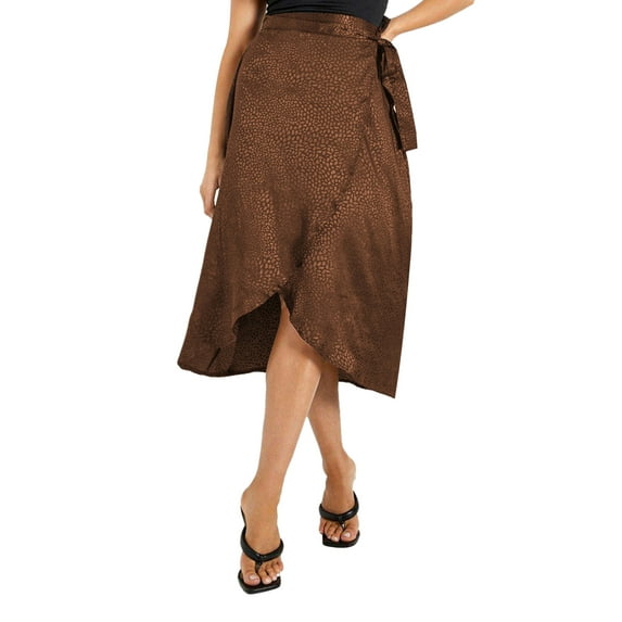 Seyurigaoka Women's Half Dress, High Waist Stone Print Stain Decorative Casual Split Pleated Skirt