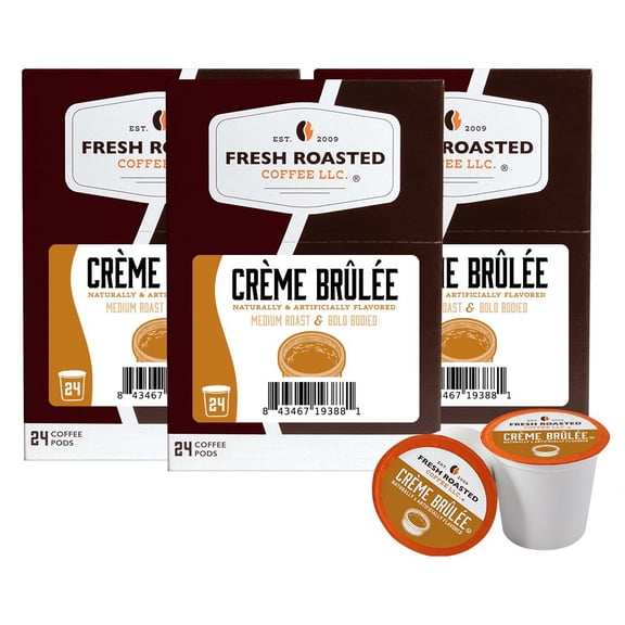 Fresh Roasted Coffee's Flavored Coffee Collection, Creme Brulee, 72 K-compatible Pods