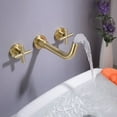 thumbnail image 3 of Bathroom Faucet, 2-Handle Wall Mounted Bathroom Sink Faucet and Rough in Valve Included, Brushed Gold - Brushed Gold, 3 of 7