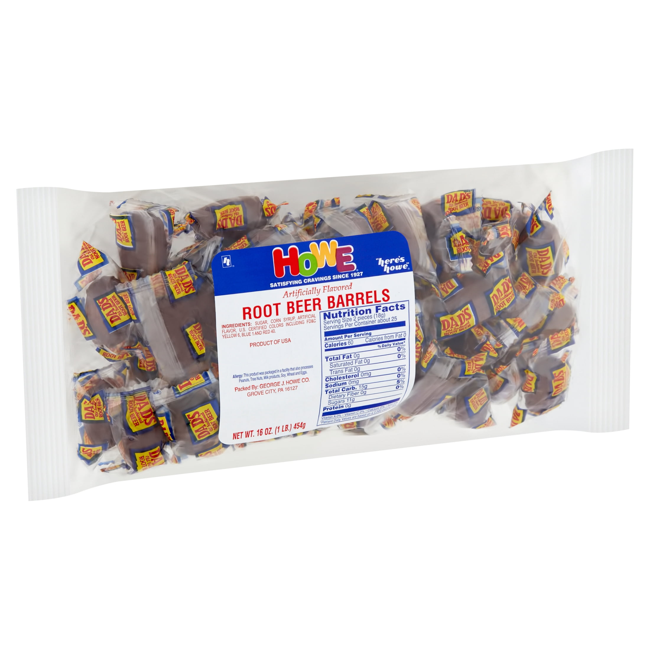 (3 pack) Howe Root Beer Barrels Hard Candy, 16 oz, Bag