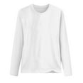 thumbnail image 4 of Hauts pour Femmes Col Rond Couleur Unie Manches Longues Décontracté Ample Blouse T-shirt Hauts, 4 of 9