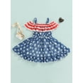 thumbnail image 4 of Bagilaanoe 4th of July Dress for Kids Girls Independence Day Dress Stars Stripe Print Ruffles Sling Dress Toddler Summer Sleeveless Princess Dress, 4 of 9