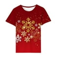 thumbnail image 4 of DeHolifer Christmas Shirts for Women Xmas Printed Tree Shirt Top Short Sleeve Crew Neck Casual Plus Size T Shirt Red XL, 4 of 4