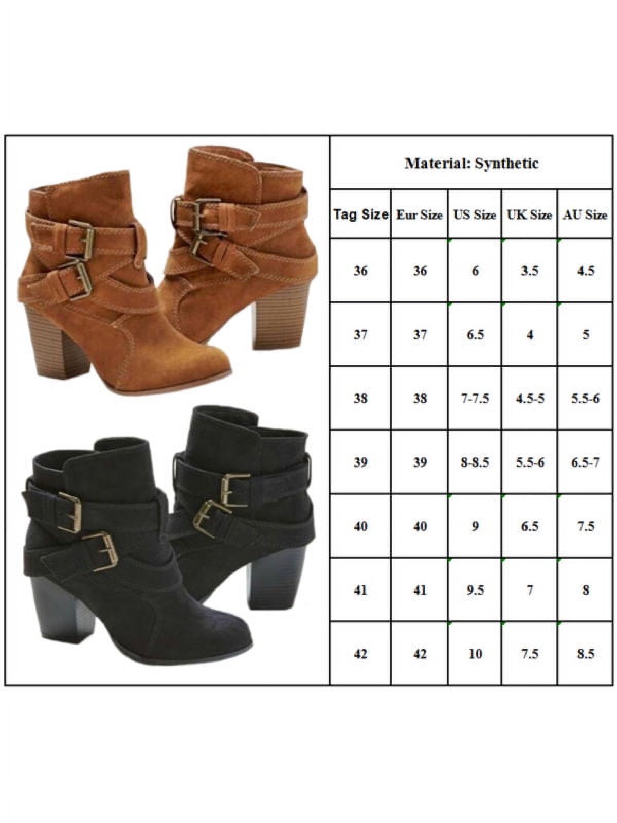 Women's Block High Heel Short Ankle Boots Casual Buckle Martin Booties Shoes - image 2 of 2