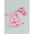 thumbnail image 2 of aturustex Little Girl Rash Guard Swimsuit with Hat 6M 12M 18M 2T 3T 4T 5T Toddler Floral Print Jumpsuits Long Sleeve Rompers Mock Neck Swimwear ZipperCasual Comfy Beachwear for Holiday Party, 2 of 8
