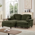 thumbnail image 5 of Newest Elegant Large Two Seater Modular L Shaped Sofa Couch,Flared Arms,Removable Ruffles Pleats Skirts,Spindle Legs, Comfy Chenille Loveseat Sofa,Movable Ottoman,Green, 5 of 15
