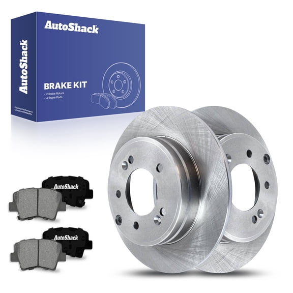 AutoShack 11.18" (283.9 mm) Rear Solid Brake Rotors   Ceramic Brake Pads | Replacement for 2016-2020 Kia Optima | 6-PC Brake Kit