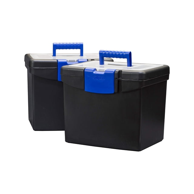 Archivador portátil Storex con tapa de almacenamiento de suministros XL con cierre