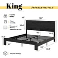 thumbnail image 2 of King Size Farmhouse Wooden Bed Frame with Headboard, Boho Platform Bedframe Sturdy Metal Slats Support, No Spring Mattress , Silent Operation, Easy Assembly (King, Black), 2 of 11