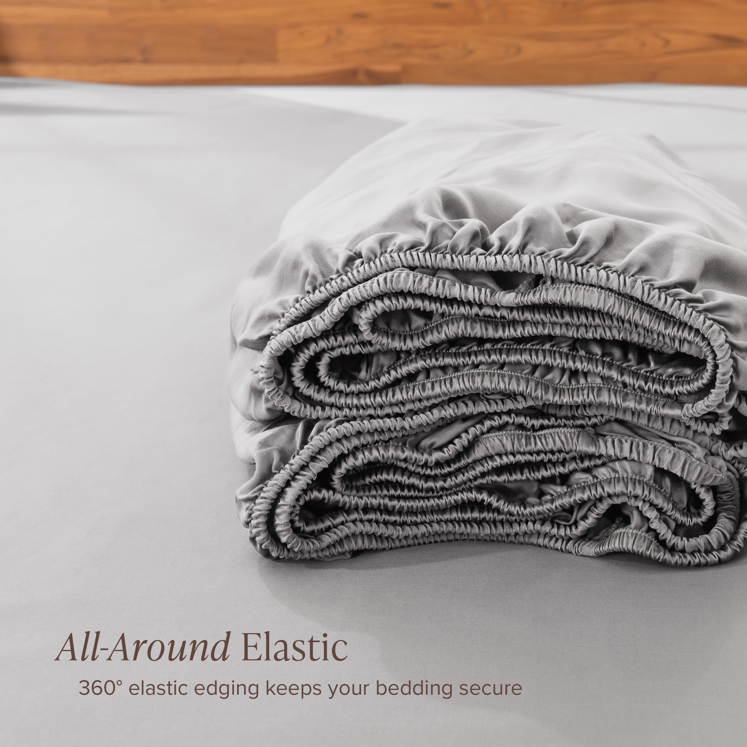 Bare Home Bamboo Fitted Sheet - Made from Rayon Fibers - Deep Pockets - Soft, Cooling & Breathable - Twin, Cloud Gray