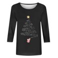 thumbnail image 4 of Meichang Hauts à Manches 3/4 pour Femmes, Col Rond, Imprimé Joyeux Noël, T-Shirts Amples, Pull de Noël, 4 of 4