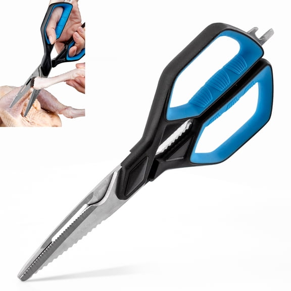 Kitchen Scissors Heavy Duty, Multipurpose Utility Scissors for Kitchen Use, Large Sharp Blade Shears for Chicken Poultry Fish Meat Turkey Vegetables - Stainless Steel Scissors