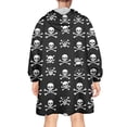thumbnail image 2 of Wearable Oversized Blanket,Black White Skull Cross Pattern Wearable Blanket Hoodie for Adults,Cozy Hooded Blankets with Super Pockets,Super Warm Fuzzy Pullover for Women & Men, 2 of 6