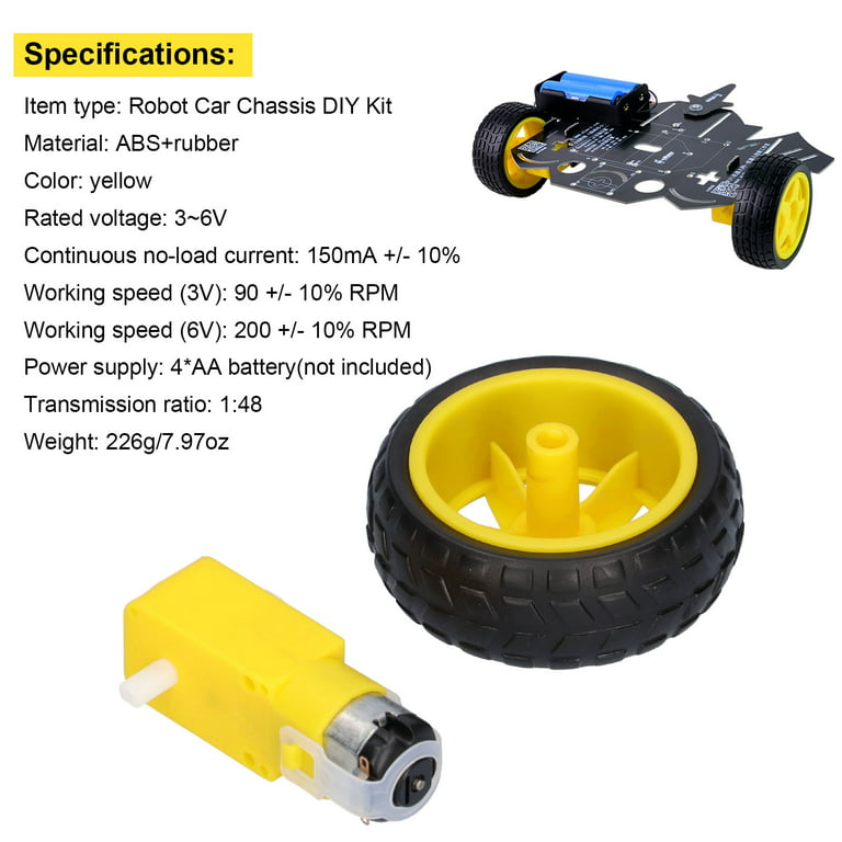 Toma Robot Car Chassis DIY Kit Includes 4 Gear Motors & 4 Wheels
