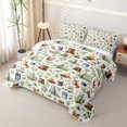 thumbnail image 3 of Manfei Happy Camping Bed Spread Queen 3pcs,Jungle Squirrel Queen Coverlet Set,White Sage,1 Quilt and 2 Pillowcases, 3 of 7