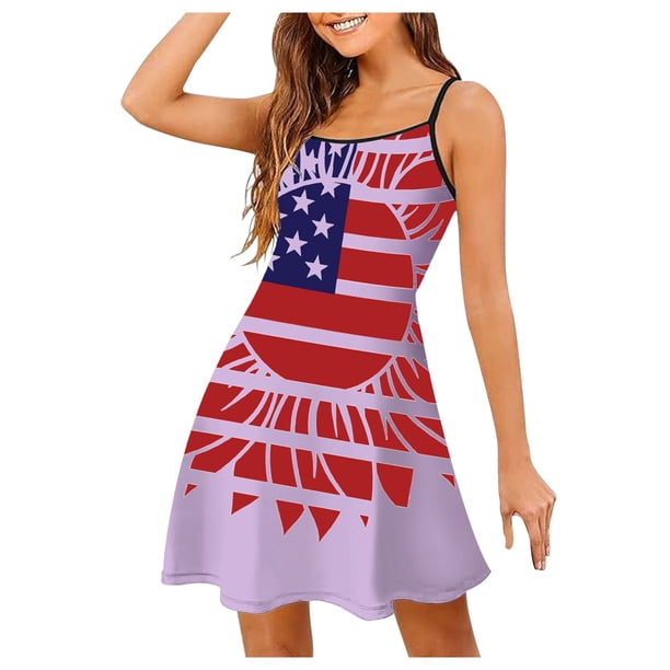 WILLBEST Vestido Lino Vestidos De Verano Para Mujer Día De La Independencia Casual Minifaldas Sin Mangas
