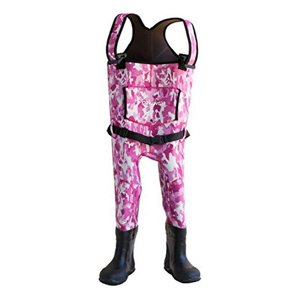 Toddler & Kids Neoprene Waterproof Fishing Waders (Pink Camo, 2T