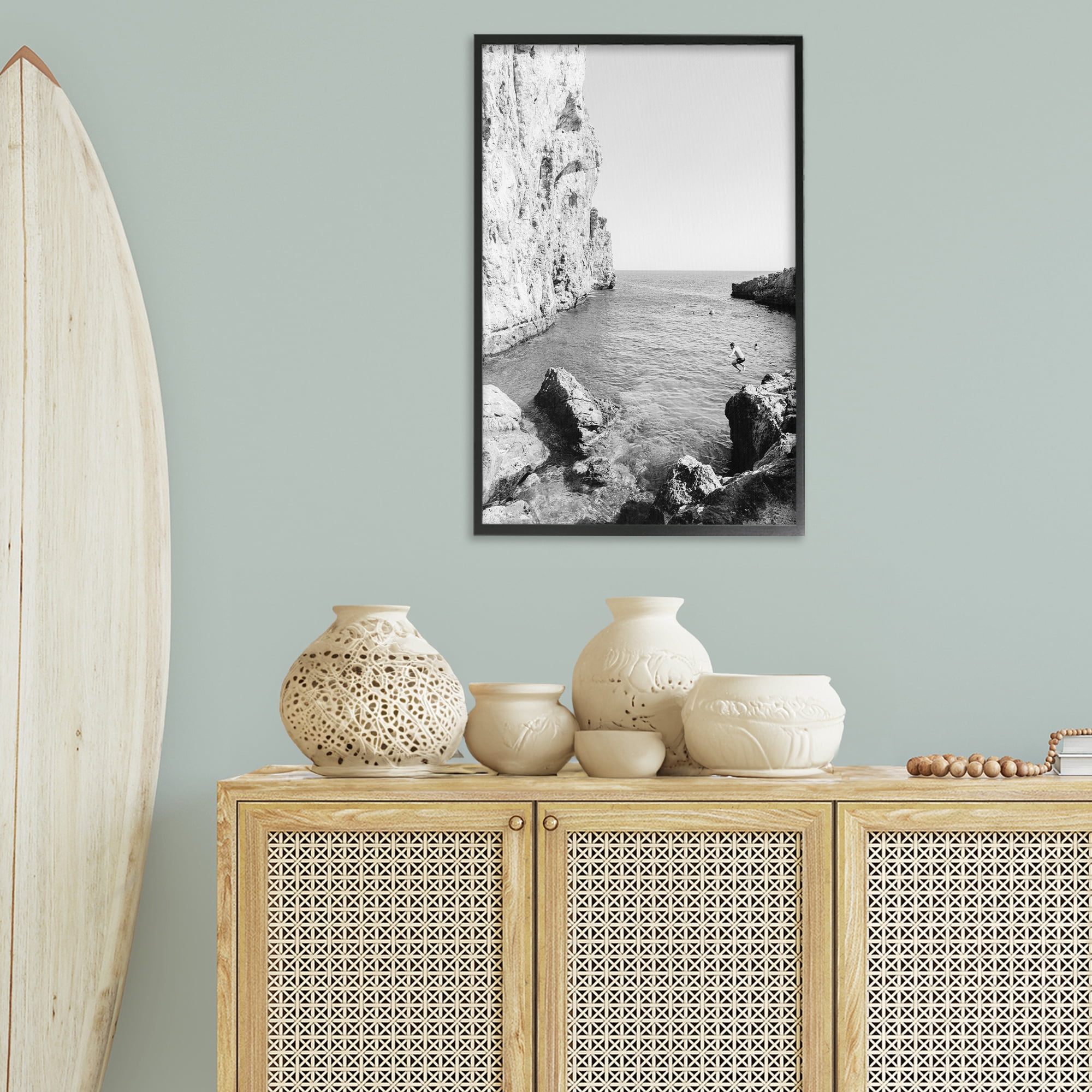 Stupell Industries The Dive Cove Coastal Photography Black Framed Art Print Wall Art, 20 x 30