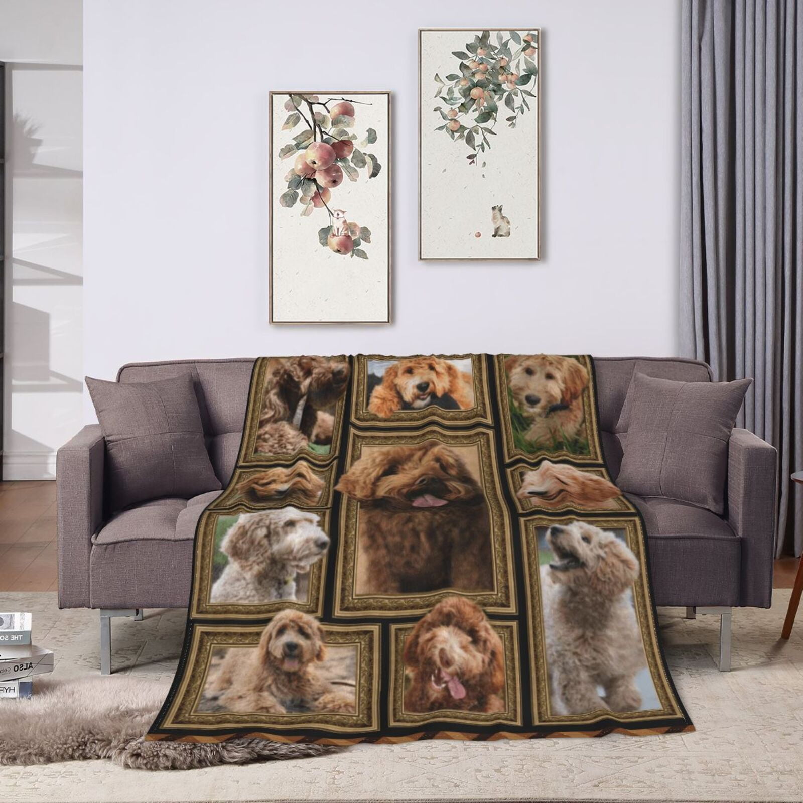 Wijzvio Abradoodle Dog Throw Blanket Soft Fuzzy Fleece Blanket For Couch Bed Living Room Decoration 50"X40"