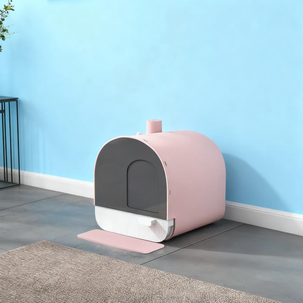 Pink Cat Litter Box with Lid with Scoop and Filter
