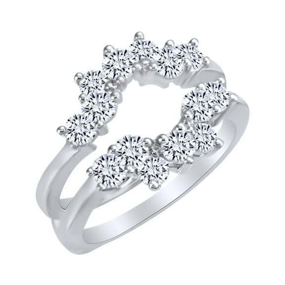 1.25 ct White Natural Diamond Enhancer Guard Ring in 14k White Gold