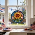 thumbnail image 6 of erdimoy Stained Glass Sunflower American Flag Wooden Welcome Sign For Front Door,12 Inch Round Hanging Wall Sign Plaque Farmhouse Decorations, 6 of 6