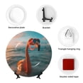 thumbnail image 4 of Picia Swimming Goggled Flamingo Pattern Bone China Decorative Plate – Wall Decor with Stand and Adhesive, Elegant Ornament for Living Room, Office, or Entryway-10in, 4 of 6