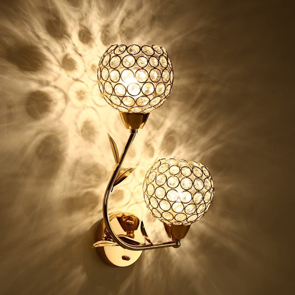 Modern LED Crystal Wall Lamp Sconce Light Bulb Bedroom Bedside Hallway Lighting 