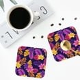 thumbnail image 5 of Bingfone Vintage Purple Flower Leather Drinks Coasters With Set Of 6,Suitable For Home Kitchen,Coffee Cup Coasters Home Gift, 5 of 9