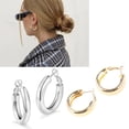 thumbnail image 2 of Thick Gold Hoop Earrings - Lightweight Chunky Gold Hoops for Women Hypoallergenic Big Howllow Tube Earring 30mm, 2 of 13